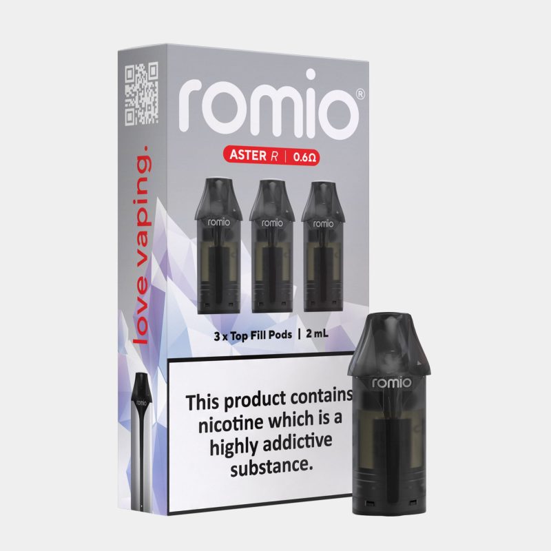Romio_Aster_R_Pods_3-Pack_0.6_Ohms.jpg Romio Aster R - 2ml Refillable Replacement Pods